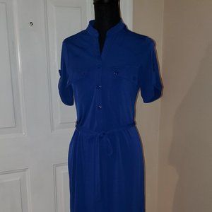 Royal Blue, Button Top, Tie Belt Shift Dress